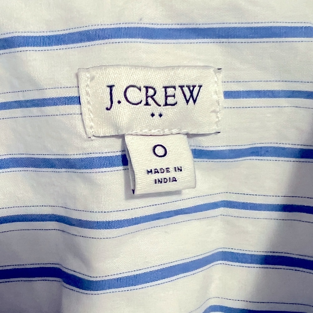J. Crew Classic Fit cotton poplin shirtdress in mixed blue/white stripe size 0 - Picture 6 of 9